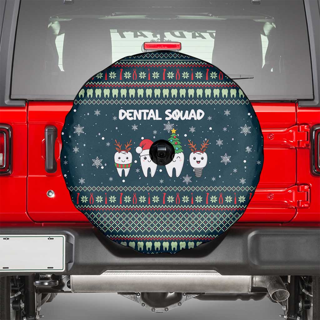 Funny Christmas Dental Squad Tooth Characters Spare Tire Cover Snowflake Pattern Design - Wonder Print Shop