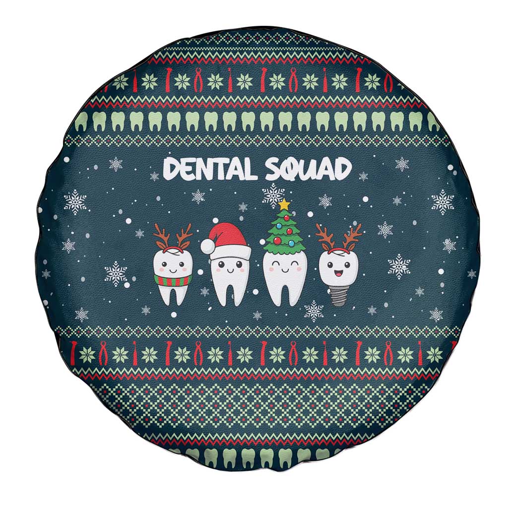 Funny Christmas Dental Squad Tooth Characters Spare Tire Cover Snowflake Pattern Design - Wonder Print Shop