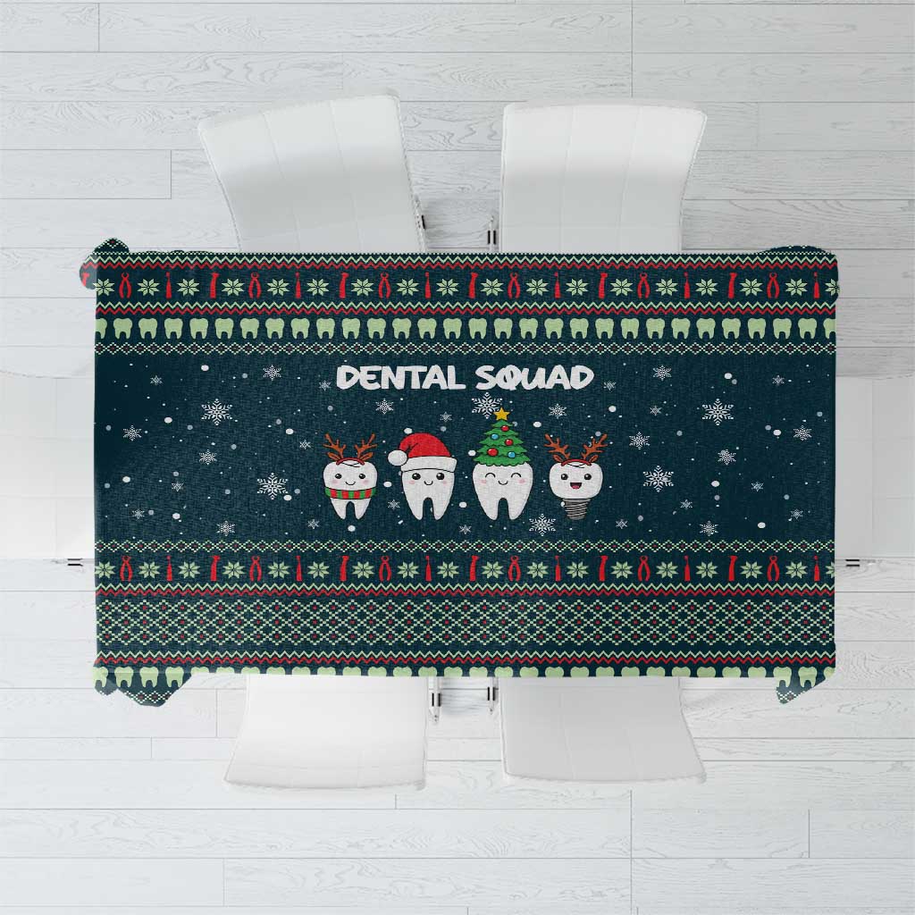 Funny Christmas Dental Squad Tooth Characters Tablecloth Snowflake Pattern Design - Wonder Print Shop
