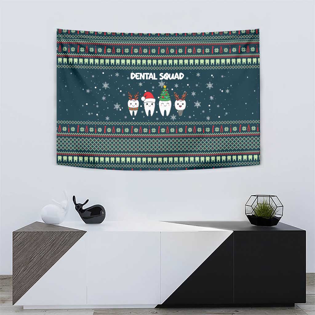 Funny Christmas Dental Squad Tooth Characters Tapestry Snowflake Pattern Design - Wonder Print Shop