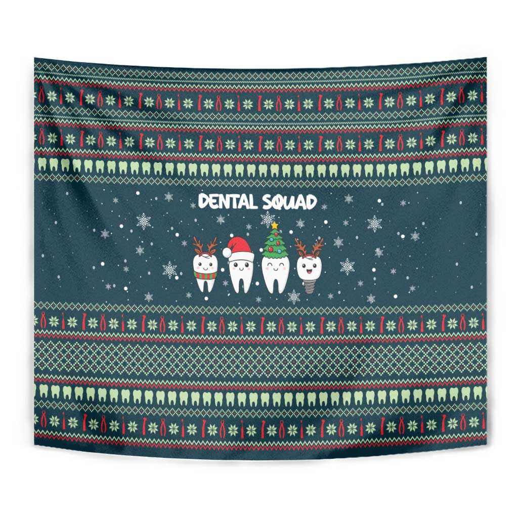 Funny Christmas Dental Squad Tooth Characters Tapestry Snowflake Pattern Design - Wonder Print Shop