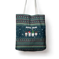Funny Christmas Dental Squad Tooth Characters Tote Bag Snowflake Pattern Design - Wonder Print Shop