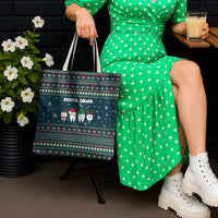 Funny Christmas Dental Squad Tooth Characters Tote Bag Snowflake Pattern Design - Wonder Print Shop