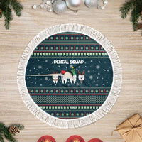 Funny Christmas Dental Squad Tooth Characters Tree Skirt Snowflake Pattern Design - Wonder Print Shop