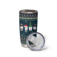 Funny Christmas Dental Squad Tooth Characters Tumbler Cup Snowflake Pattern Design - Wonder Print Shop
