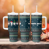 Funny Christmas Dental Squad Tooth Characters Tumbler With Handle Snowflake Pattern Design - Wonder Print Shop