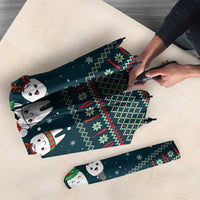 Funny Christmas Dental Squad Tooth Characters Umbrella Snowflake Pattern Design - Wonder Print Shop