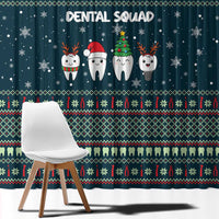 Funny Christmas Dental Squad Tooth Characters Window Curtain Snowflake Pattern Design - Wonder Print Shop