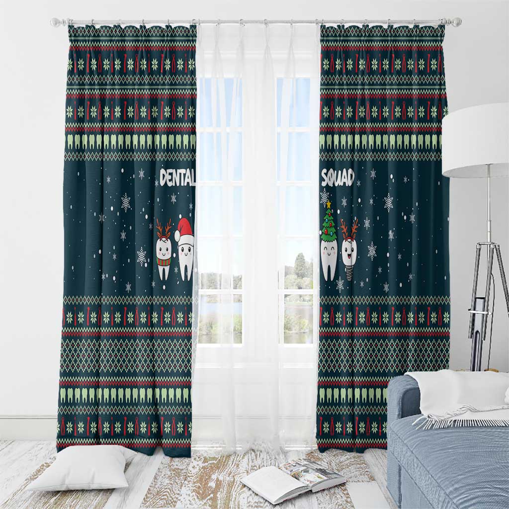 Funny Christmas Dental Squad Tooth Characters Window Curtain Snowflake Pattern Design - Wonder Print Shop