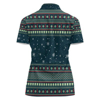 Funny Christmas Dental Squad Tooth Characters Women Polo Shirt Snowflake Pattern Design - Wonder Print Shop