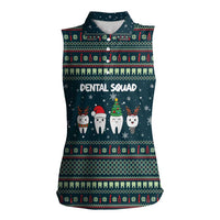 Funny Christmas Dental Squad Tooth Characters Women Sleeveless Polo Shirt Snowflake Pattern Design - Wonder Print Shop