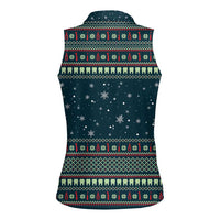 Funny Christmas Dental Squad Tooth Characters Women Sleeveless Polo Shirt Snowflake Pattern Design - Wonder Print Shop