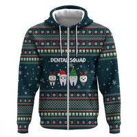 Funny Christmas Dental Squad Tooth Characters Zip Hoodie Snowflake Pattern Design - Wonder Print Shop
