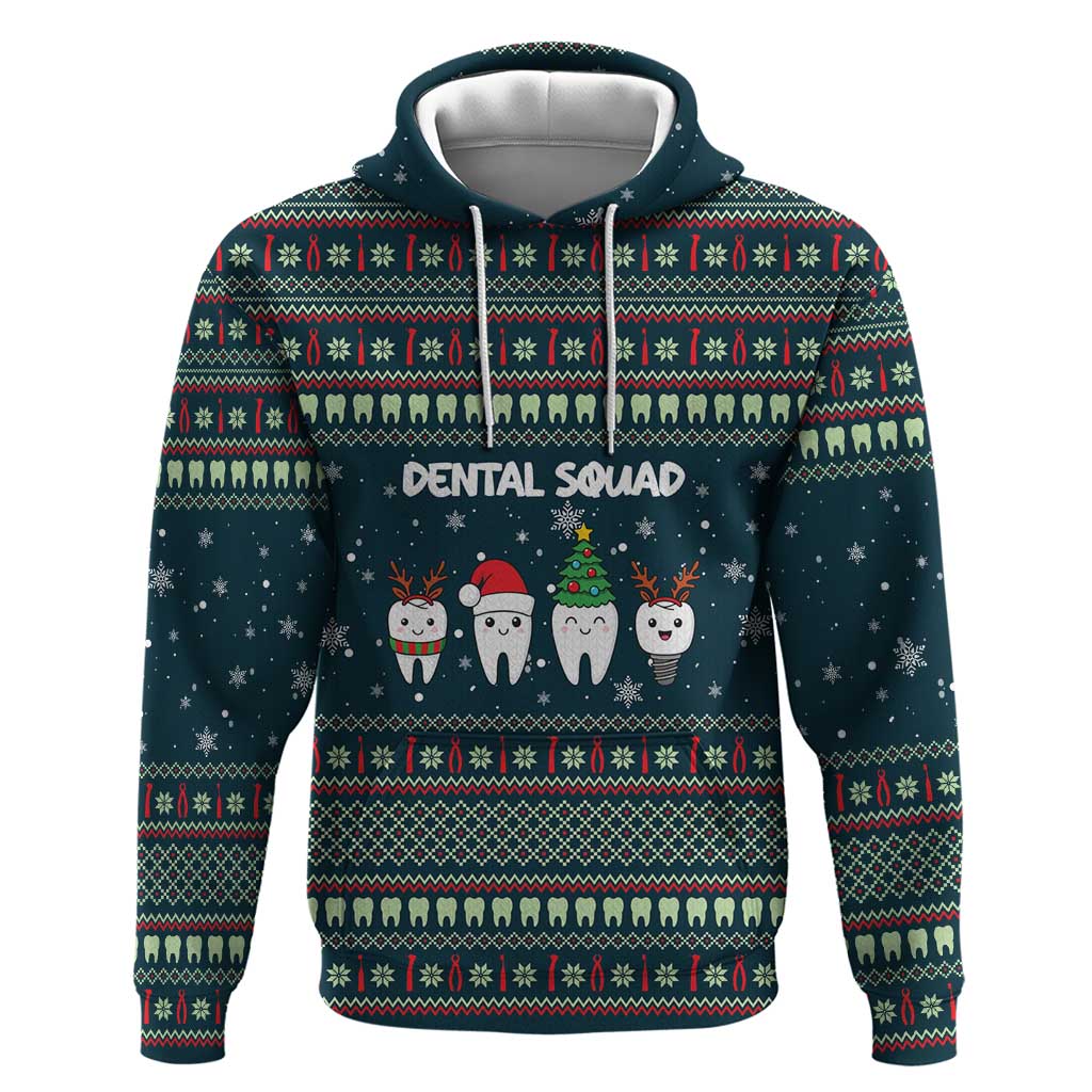 Funny Christmas Dental Squad Tooth Characters Zip Hoodie Snowflake Pattern Design - Wonder Print Shop