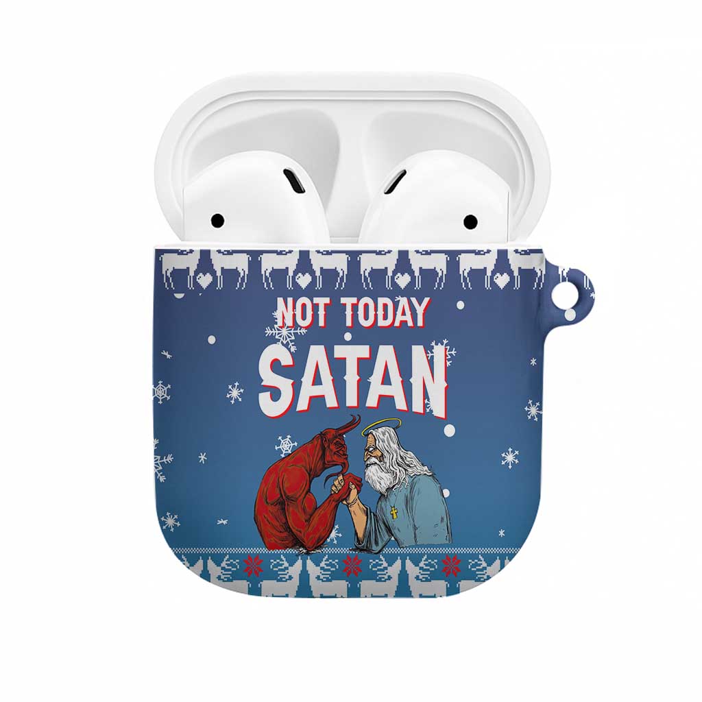 Jesus Not To Day Satan Christmas AirPods Case Funny Xmas Holiday Patterns - Wonder Print Shop