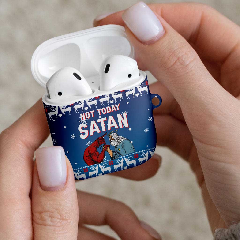 Jesus Not To Day Satan Christmas AirPods Case Funny Xmas Holiday Patterns - Wonder Print Shop