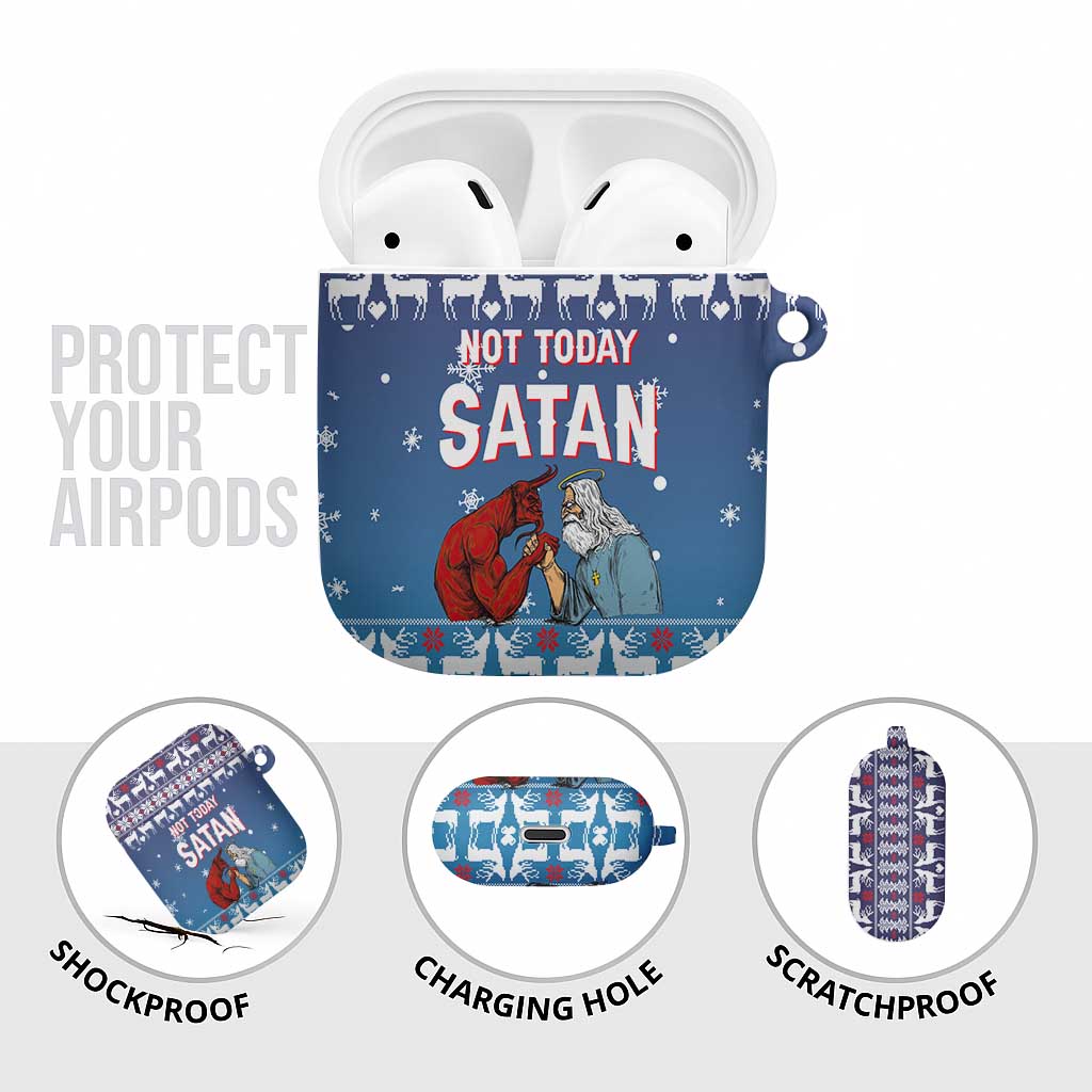 Jesus Not To Day Satan Christmas AirPods Case Funny Xmas Holiday Patterns - Wonder Print Shop