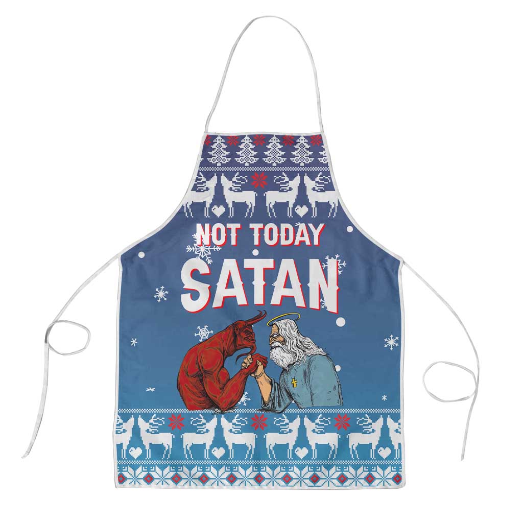 Jesus Not To Day Satan Christmas Apron Funny Xmas Holiday Patterns - Wonder Print Shop