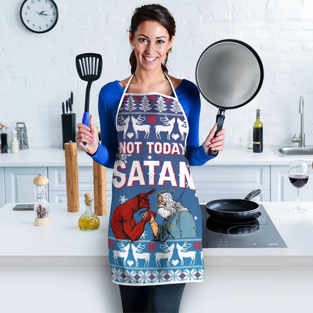 Jesus Not To Day Satan Christmas Apron Funny Xmas Holiday Patterns - Wonder Print Shop