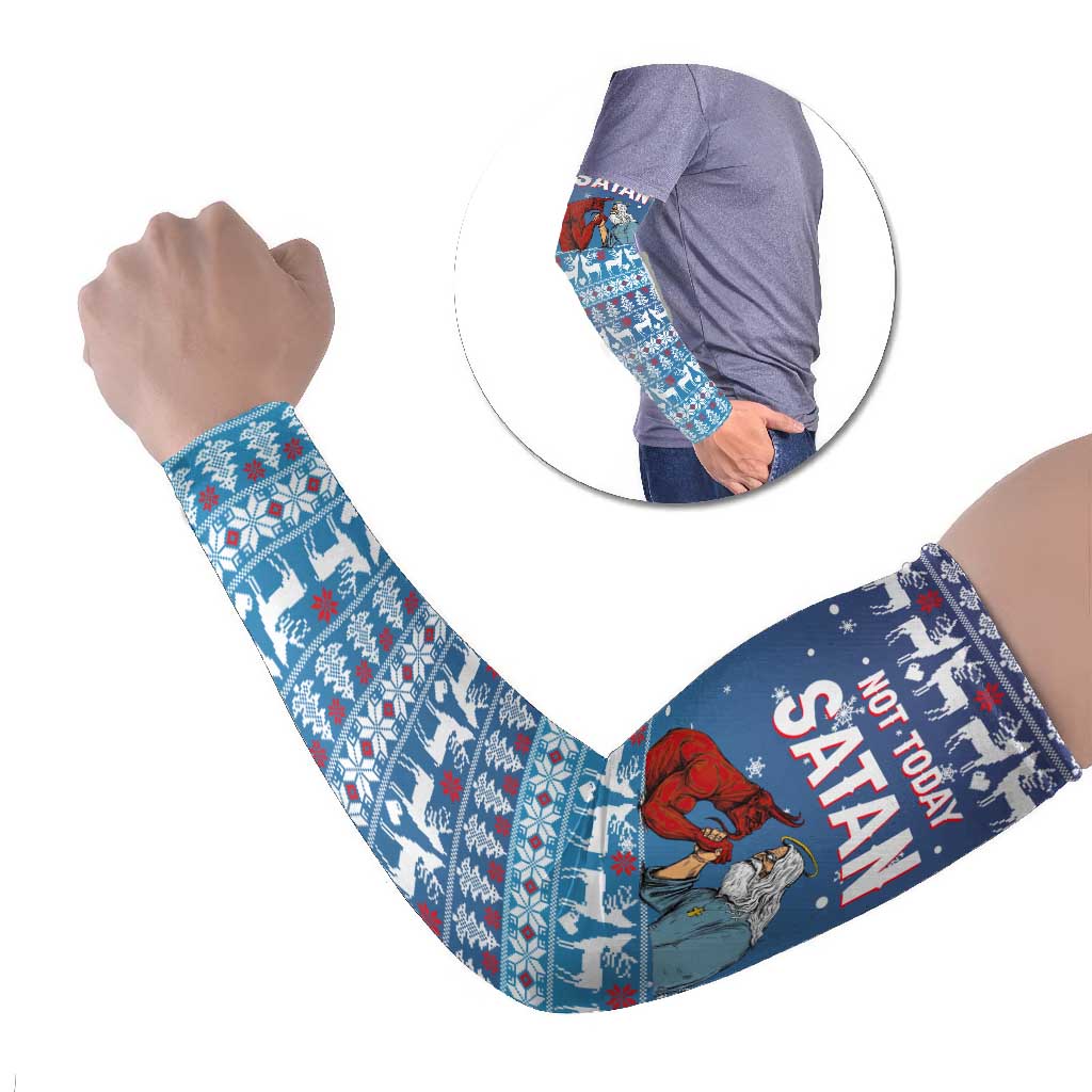 Jesus Not To Day Satan Christmas Arm Sleeves Funny Xmas Holiday Patterns - Wonder Print Shop