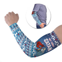 Jesus Not To Day Satan Christmas Arm Sleeves Funny Xmas Holiday Patterns - Wonder Print Shop