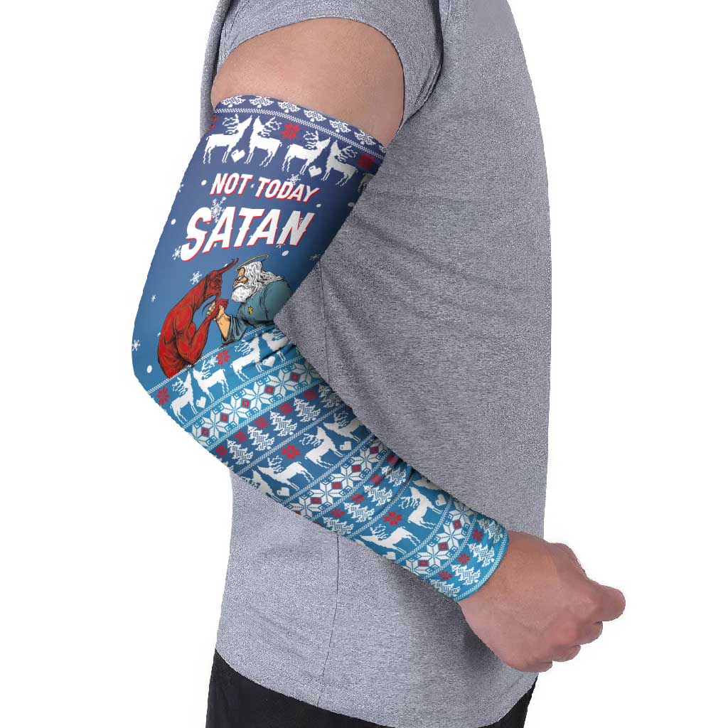Jesus Not To Day Satan Christmas Arm Sleeves Funny Xmas Holiday Patterns - Wonder Print Shop