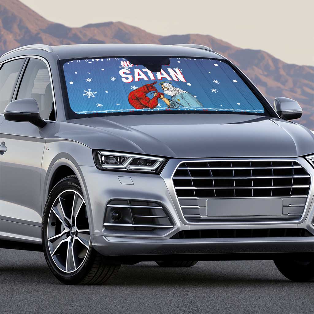 Jesus Not To Day Satan Christmas Auto Sun Shade Funny Xmas Holiday Patterns - Wonder Print Shop