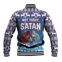 Jesus Not To Day Satan Christmas Baseball Jacket Funny Xmas Holiday Patterns - Wonder Print Shop