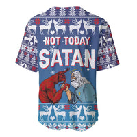 Jesus Not To Day Satan Christmas Baseball Jersey Funny Xmas Holiday Patterns - Wonder Print Shop
