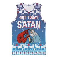 Jesus Not To Day Satan Christmas Basketball Jersey Funny Xmas Holiday Patterns - Wonder Print Shop