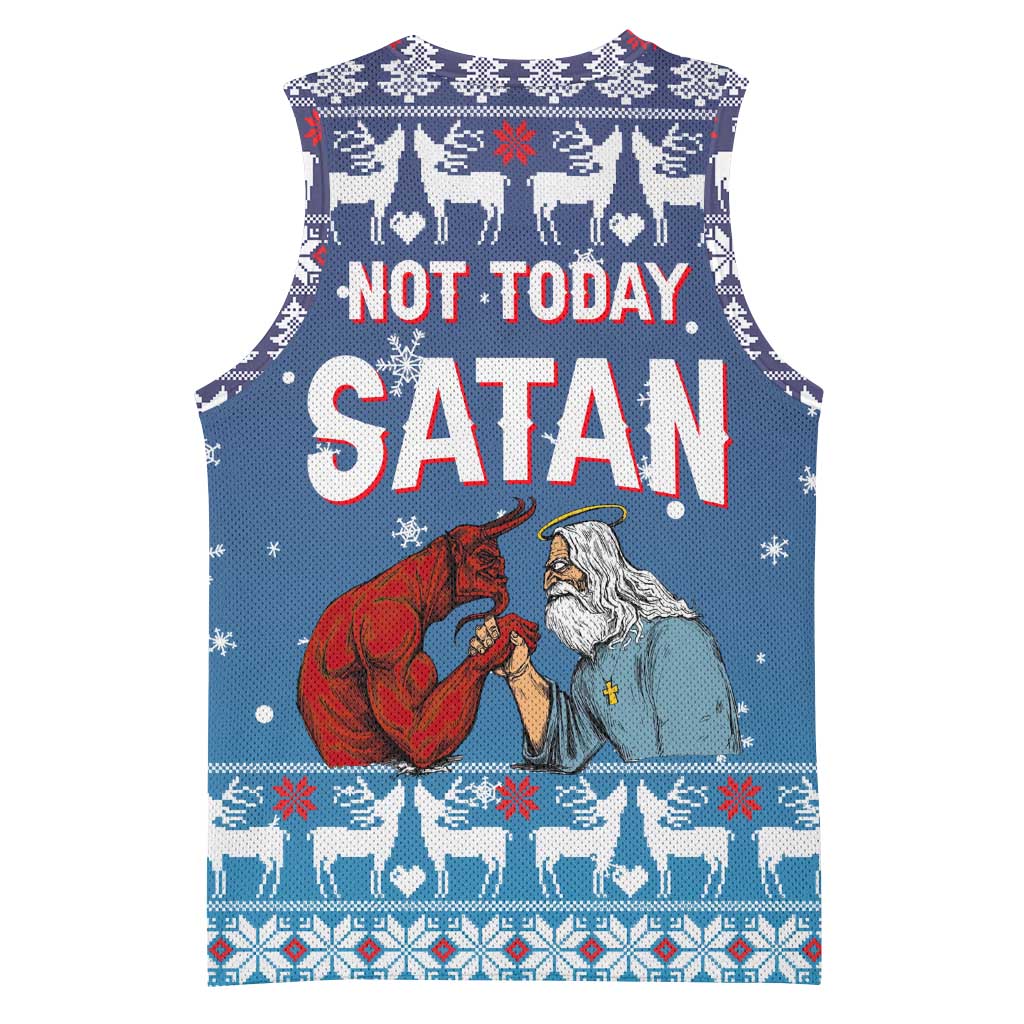 Jesus Not To Day Satan Christmas Basketball Jersey Funny Xmas Holiday Patterns - Wonder Print Shop