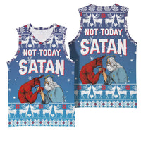 Jesus Not To Day Satan Christmas Basketball Jersey Funny Xmas Holiday Patterns - Wonder Print Shop