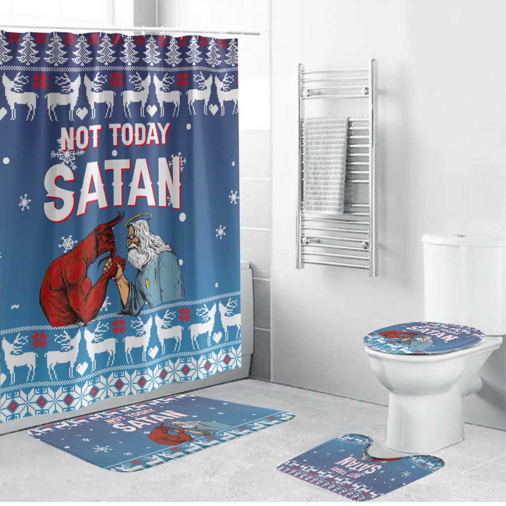 Jesus Not To Day Satan Christmas Bathroom Set Funny Xmas Holiday Patterns - Wonder Print Shop