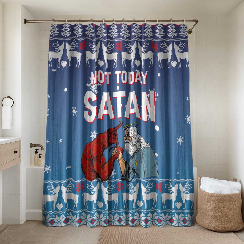 Jesus Not To Day Satan Christmas Bathroom Set Funny Xmas Holiday Patterns - Wonder Print Shop