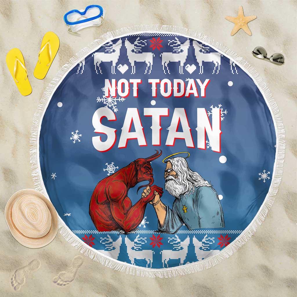 Jesus Not To Day Satan Christmas Beach Blanket Funny Xmas Holiday Patterns - Wonder Print Shop