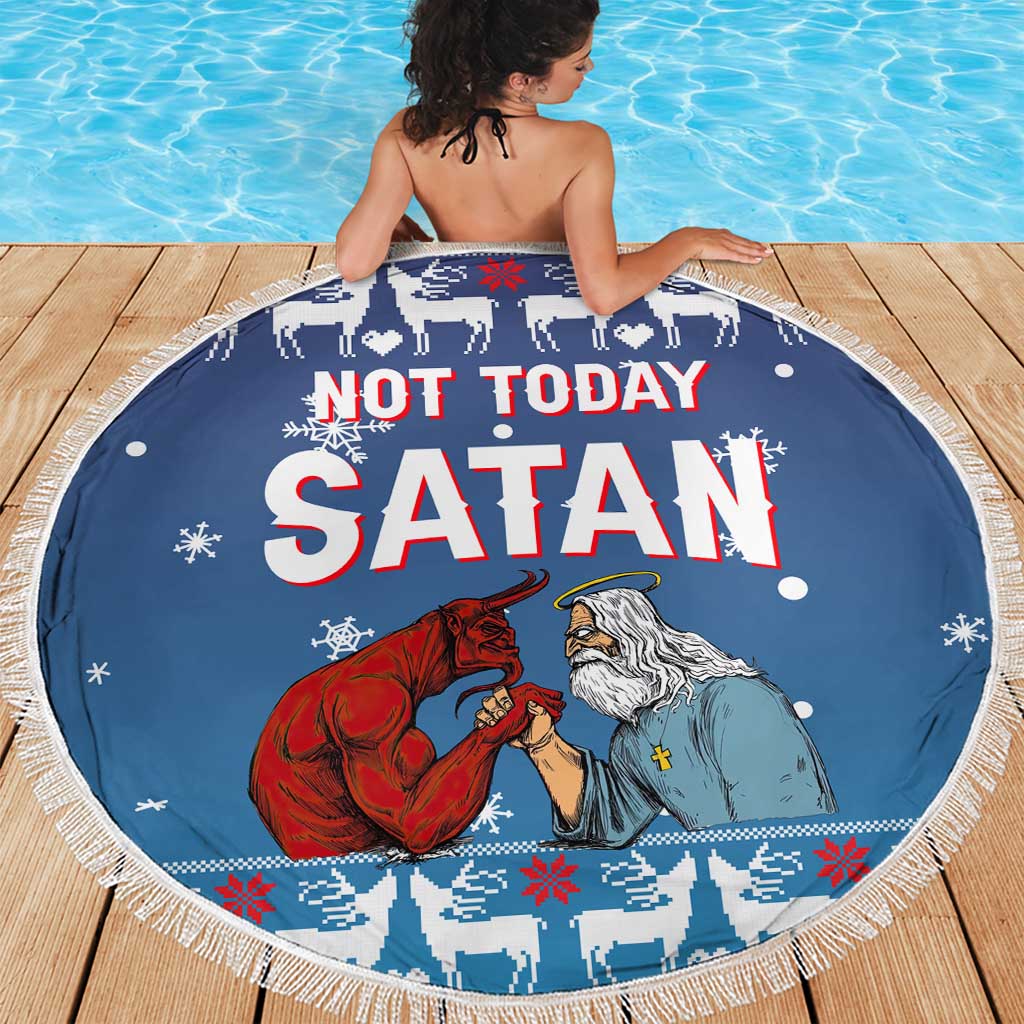 Jesus Not To Day Satan Christmas Beach Blanket Funny Xmas Holiday Patterns - Wonder Print Shop