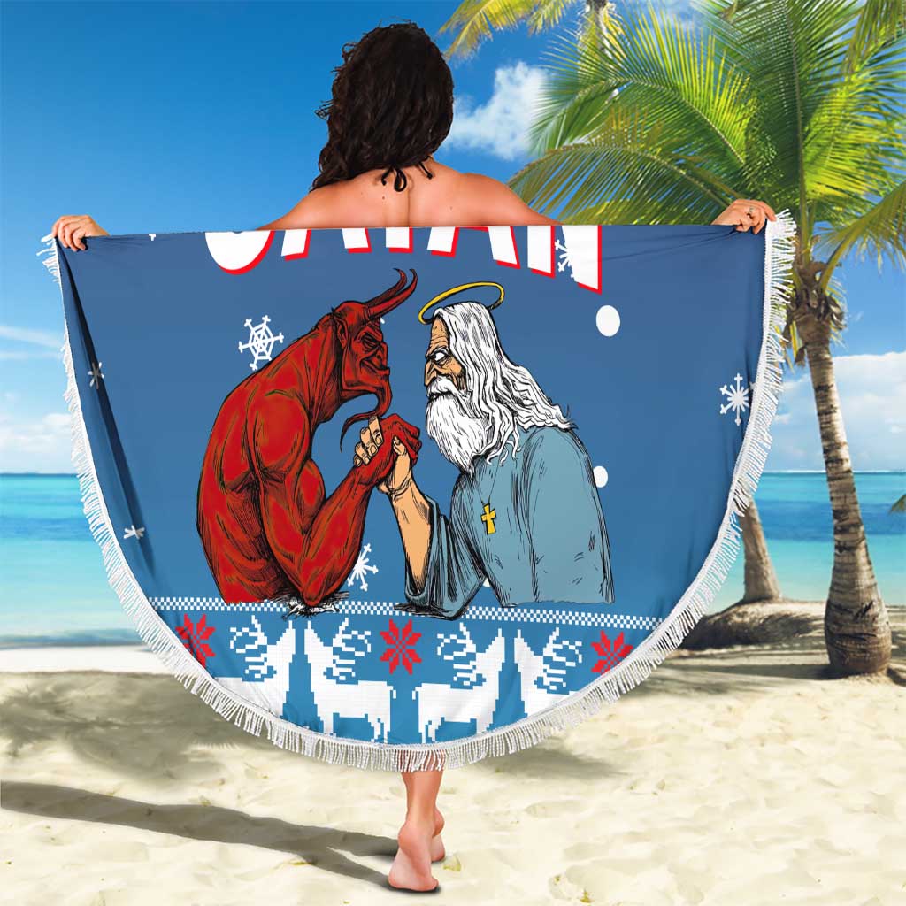 Jesus Not To Day Satan Christmas Beach Blanket Funny Xmas Holiday Patterns - Wonder Print Shop
