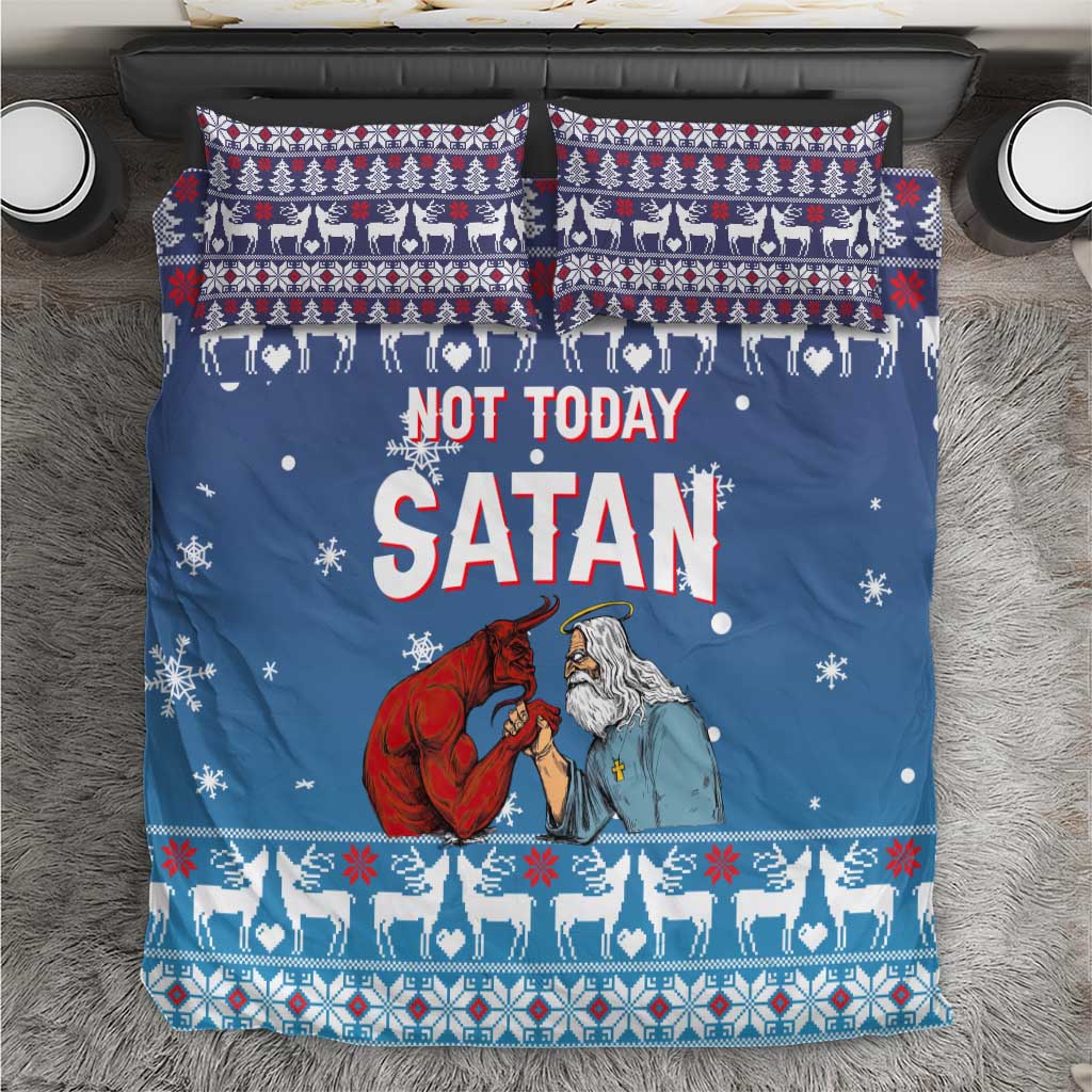 Jesus Not To Day Satan Christmas Bedding Set Funny Xmas Holiday Patterns - Wonder Print Shop