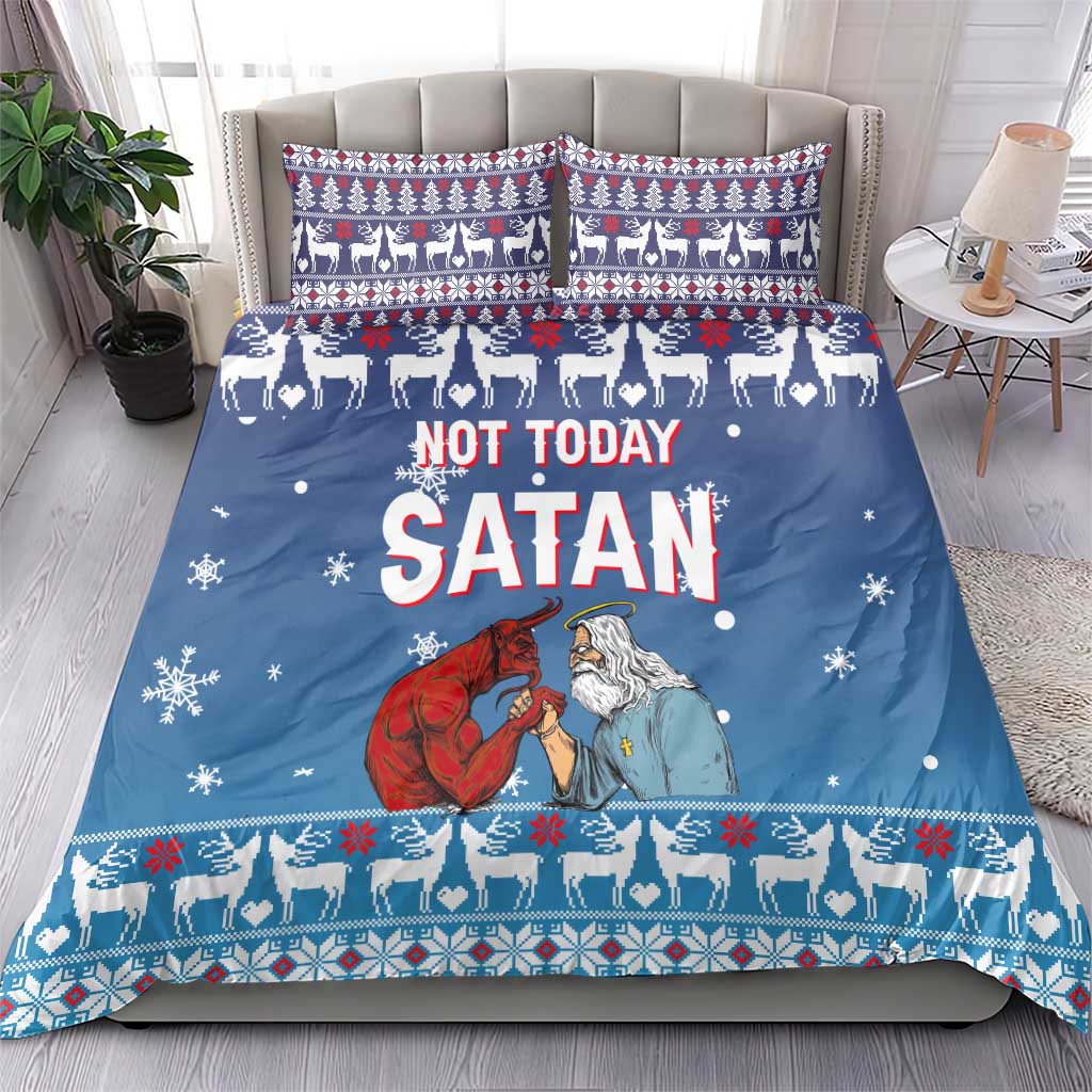 Jesus Not To Day Satan Christmas Bedding Set Funny Xmas Holiday Patterns - Wonder Print Shop