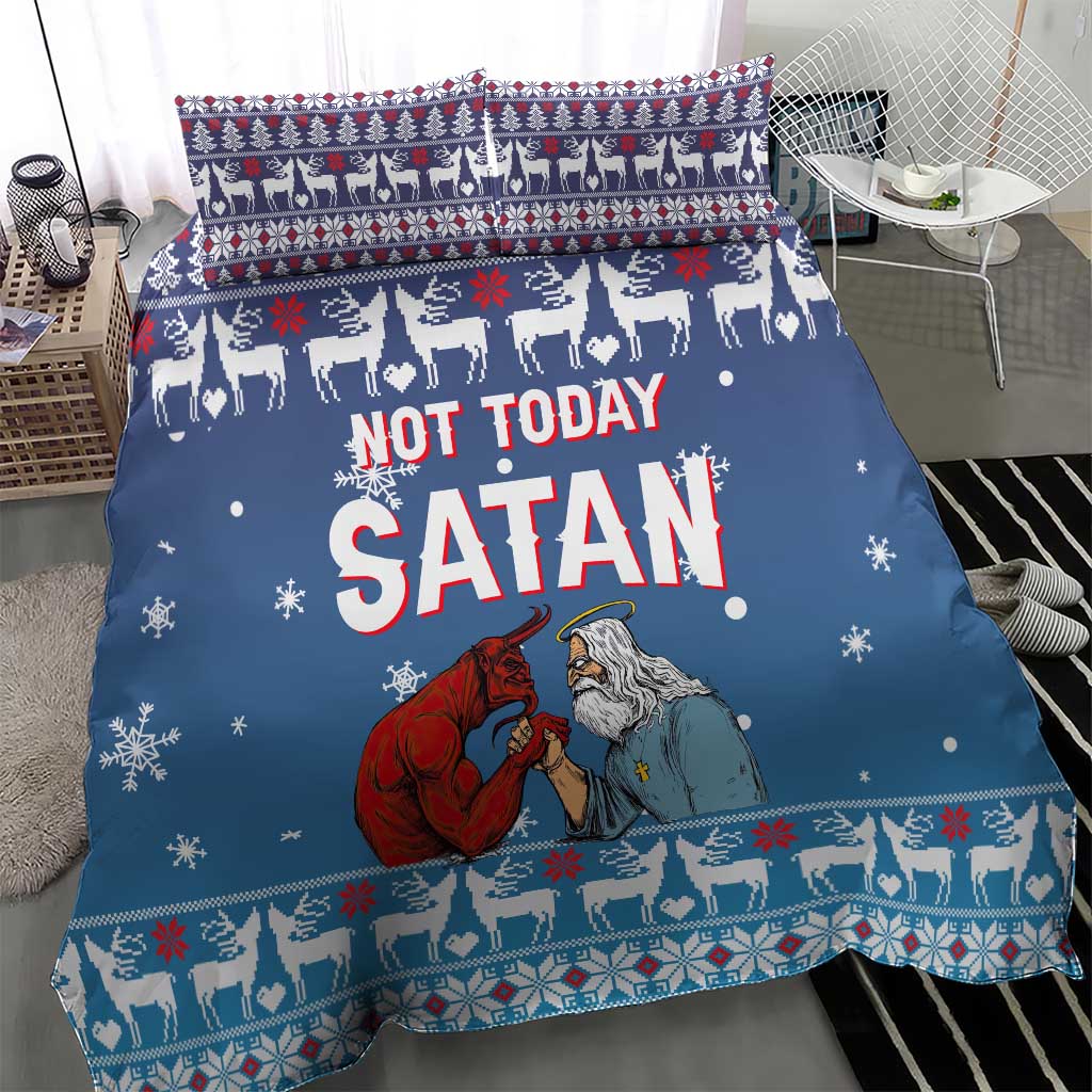 Jesus Not To Day Satan Christmas Bedding Set Funny Xmas Holiday Patterns - Wonder Print Shop