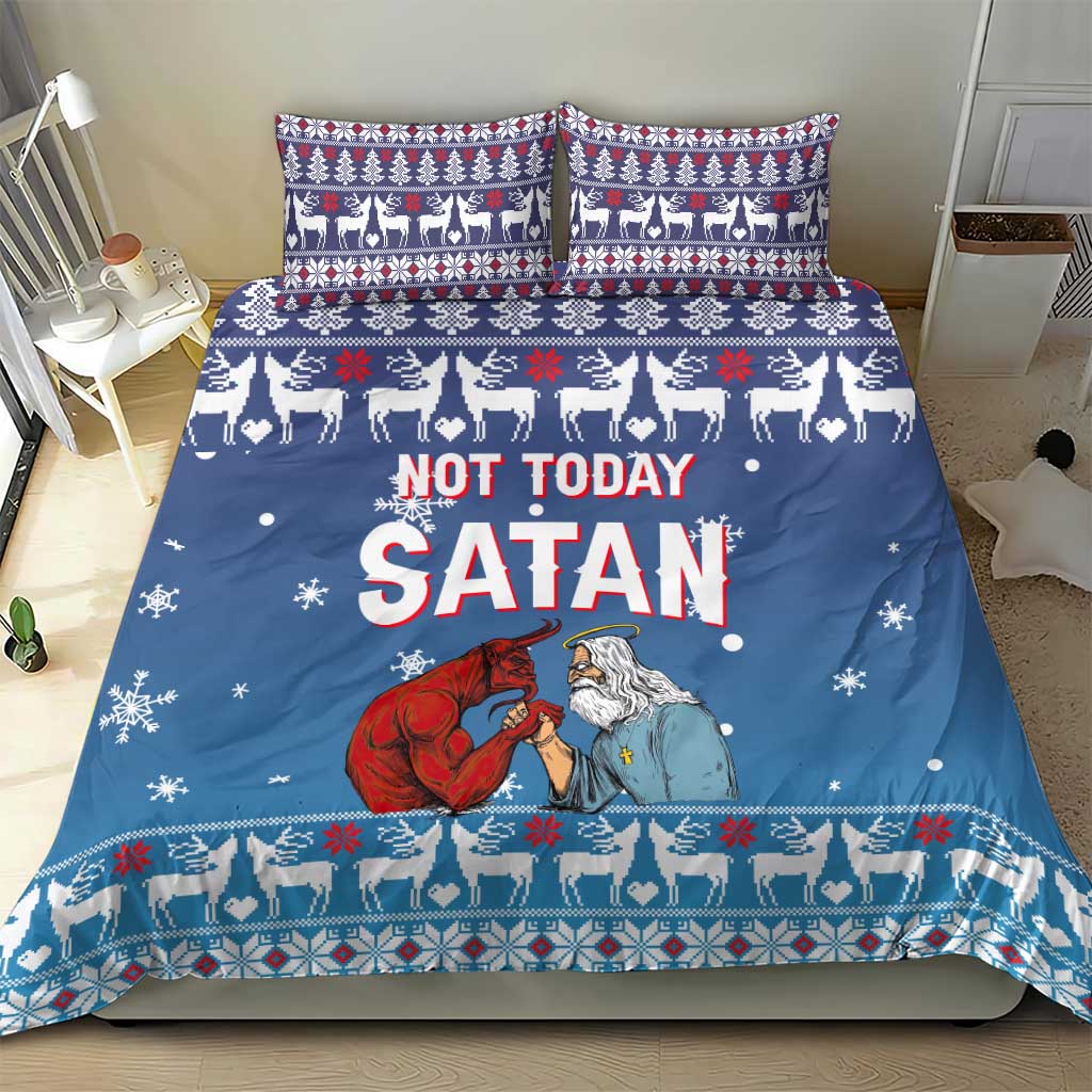 Jesus Not To Day Satan Christmas Bedding Set Funny Xmas Holiday Patterns - Wonder Print Shop