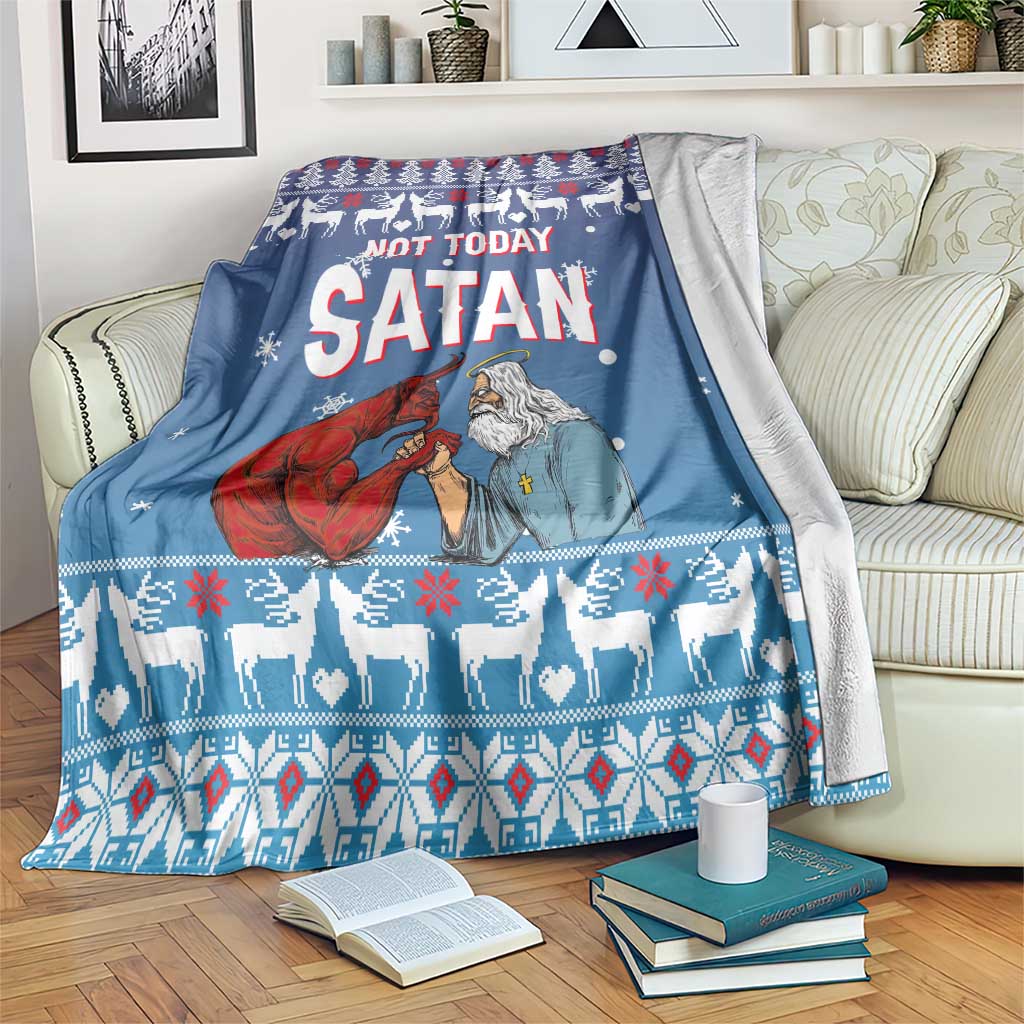 Jesus Not To Day Satan Christmas Blanket Funny Xmas Holiday Patterns - Wonder Print Shop