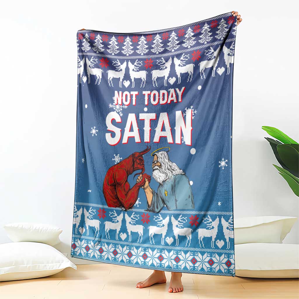 Jesus Not To Day Satan Christmas Blanket Funny Xmas Holiday Patterns - Wonder Print Shop