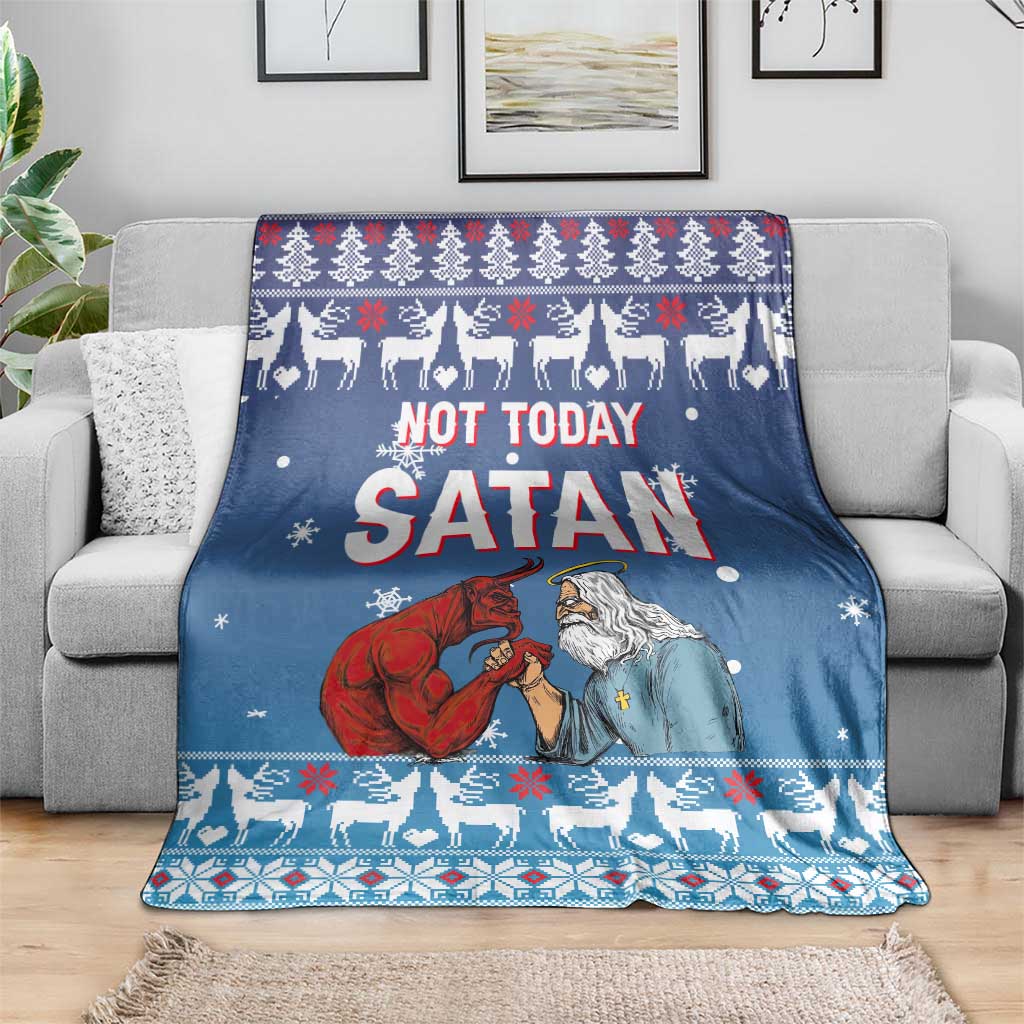 Jesus Not To Day Satan Christmas Blanket Funny Xmas Holiday Patterns - Wonder Print Shop