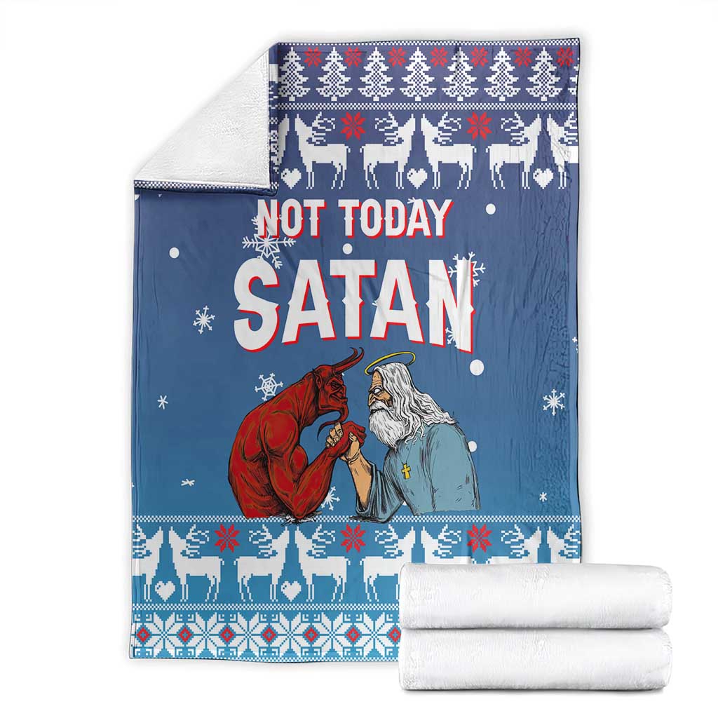 Jesus Not To Day Satan Christmas Blanket Funny Xmas Holiday Patterns - Wonder Print Shop