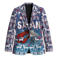 Jesus Not To Day Satan Christmas Blazer Funny Xmas Holiday Patterns - Wonder Print Shop