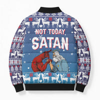 Jesus Not To Day Satan Christmas Bomber Puffer Jacket Funny Xmas Holiday Patterns - Wonder Print Shop
