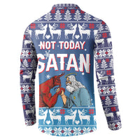 Jesus Not To Day Satan Christmas Button Sweatshirt Funny Xmas Holiday Patterns - Wonder Print Shop