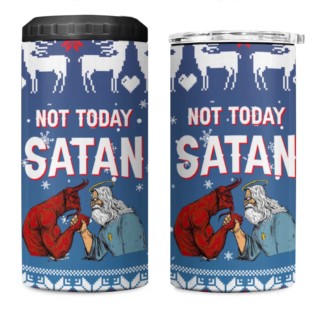 Jesus Not To Day Satan Christmas 4 in 1 Can Cooler Tumbler Funny Xmas Holiday Patterns - Wonder Print Shop