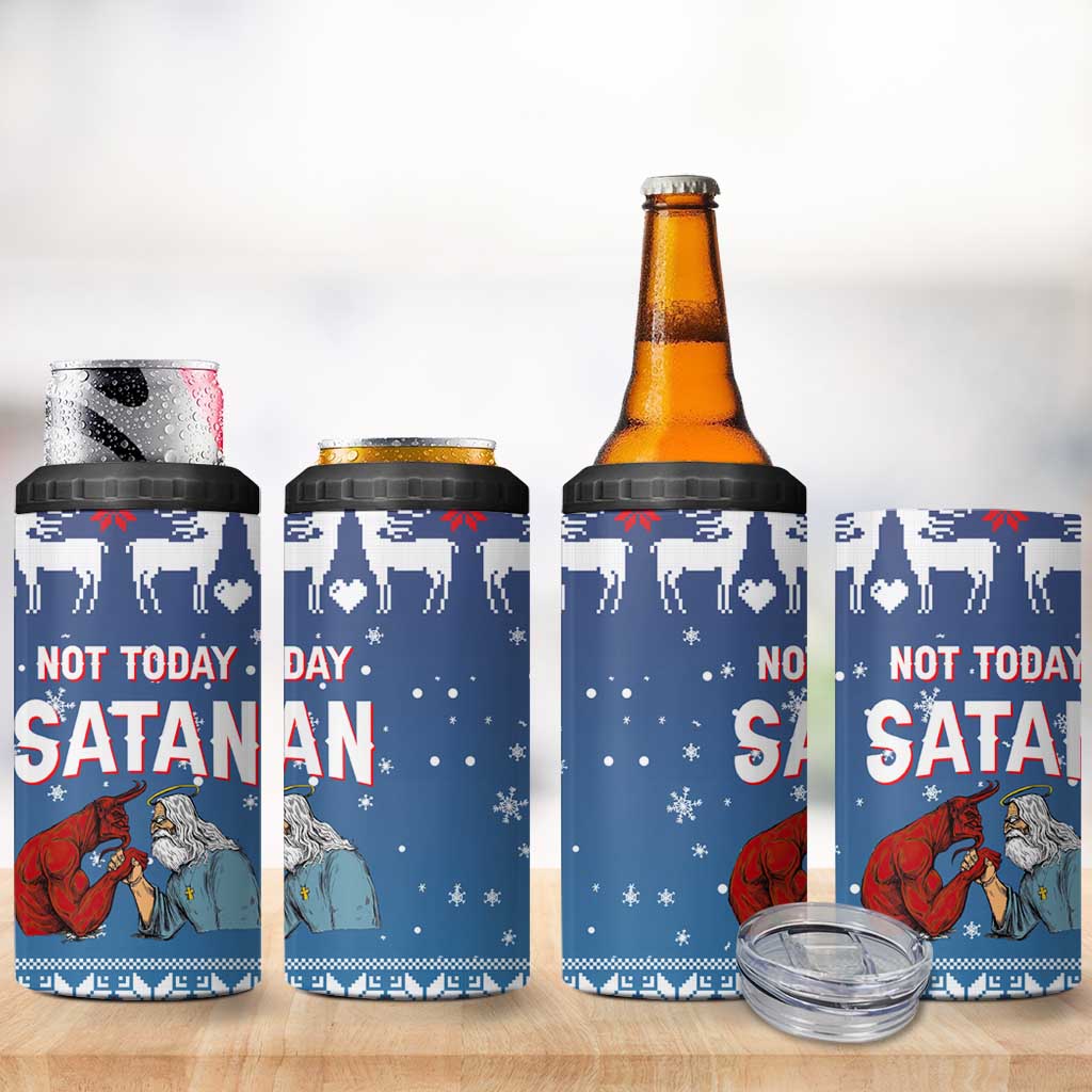 Jesus Not To Day Satan Christmas 4 in 1 Can Cooler Tumbler Funny Xmas Holiday Patterns - Wonder Print Shop